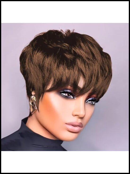Short Pixie Cut Wig Human Hair Brazilian Virgin Hair Glueless Wigs For Black main image 6